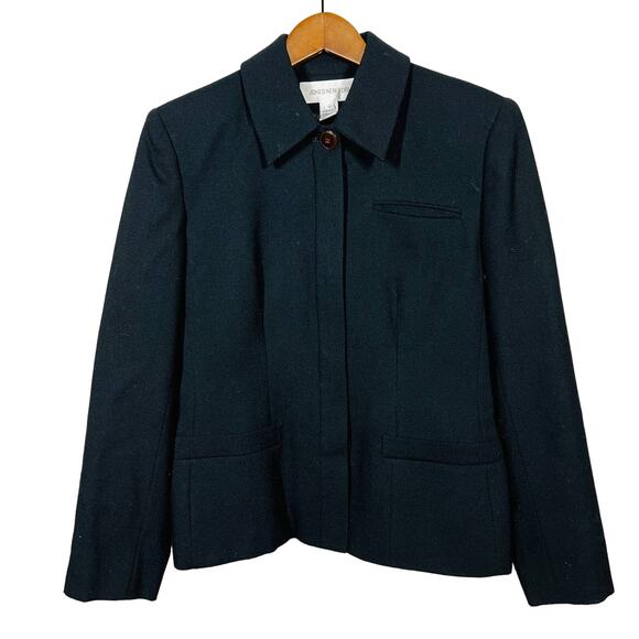 Jones New York Full Hidden Zip Blazer Jacket Trim Fit Black - 8 - Picture 1 of 5